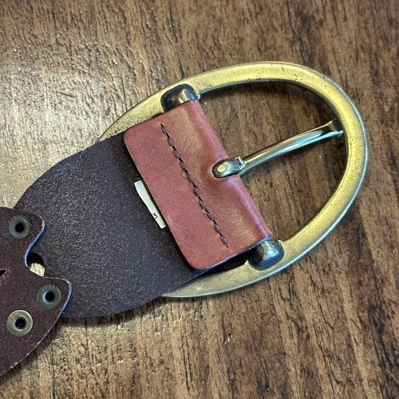 Liz Claiborne | Vintage Cutout Leather Boho Western Brass Buckle Belt, M